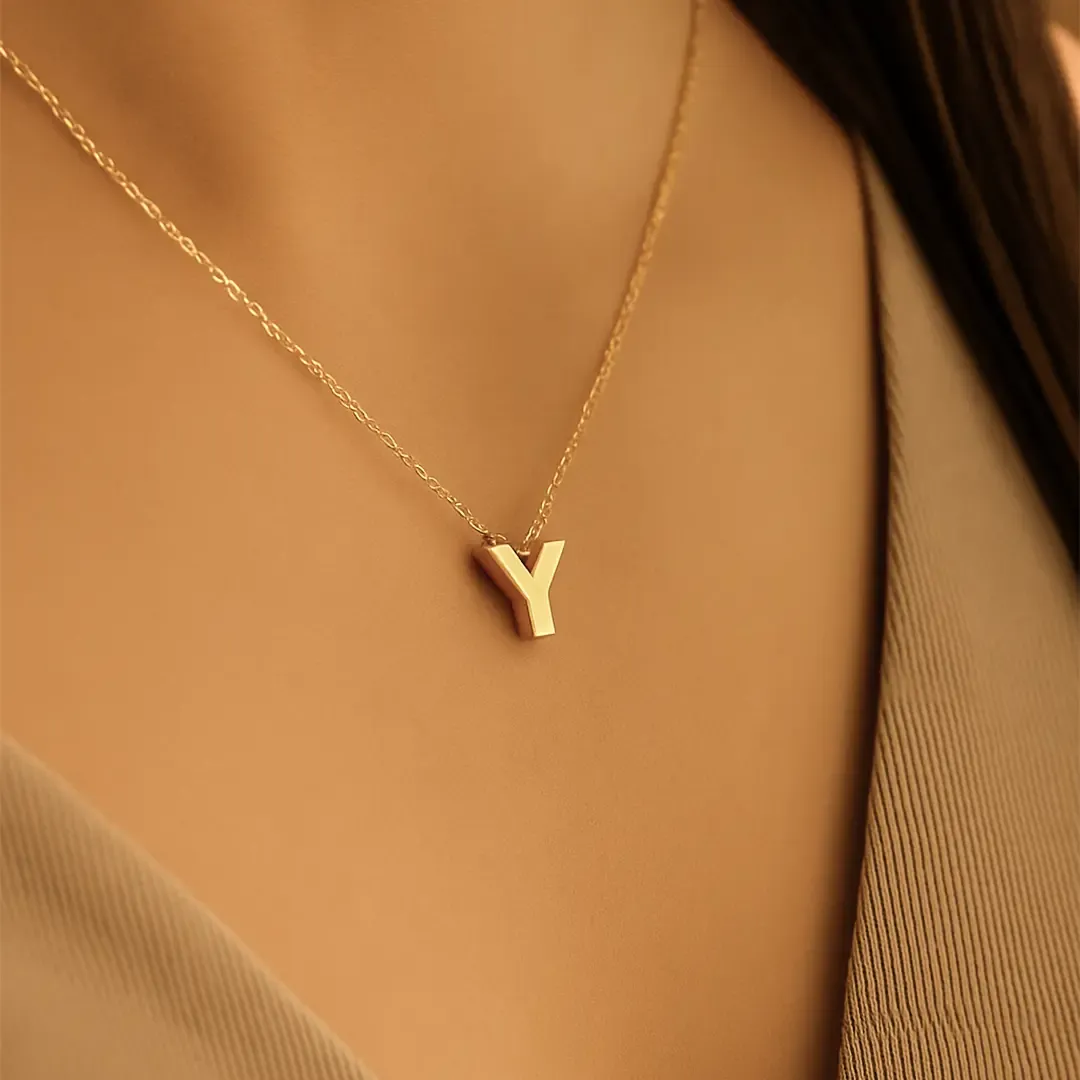 Y Harfi Zincirli Küp Kolye