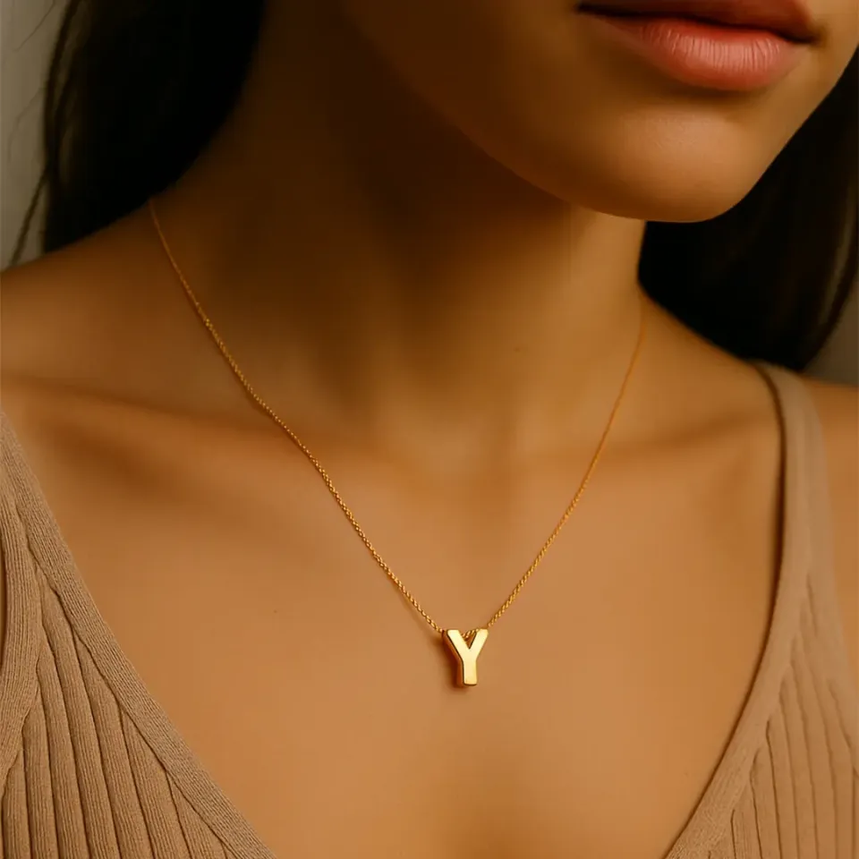 Y Harfi Zincirli Küp Kolye