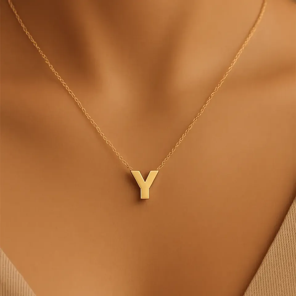 Y Harfi Zincirli Küp Kolye