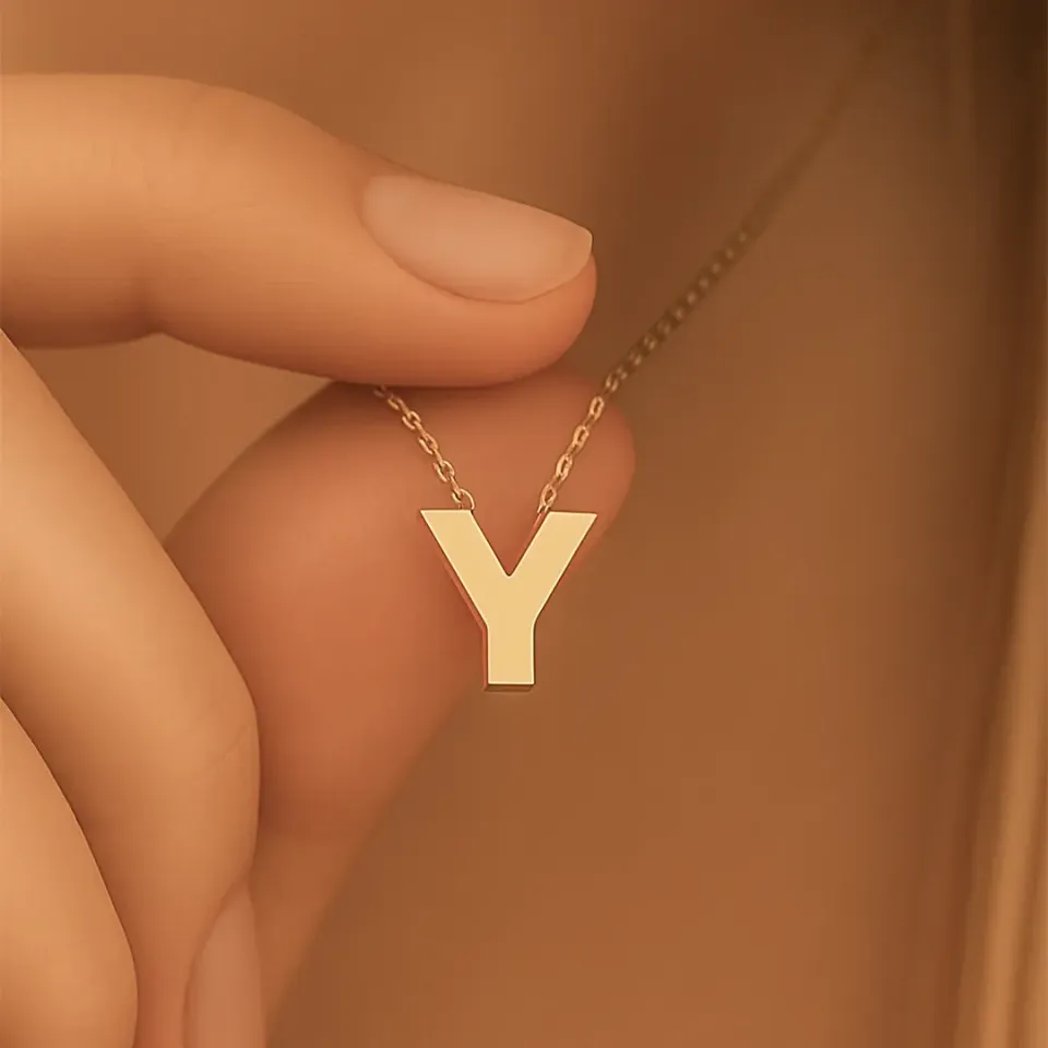 Y Harfi Zincirli Küp Kolye