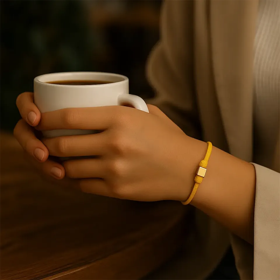 Sarı İpli Altın Küp Bileklik