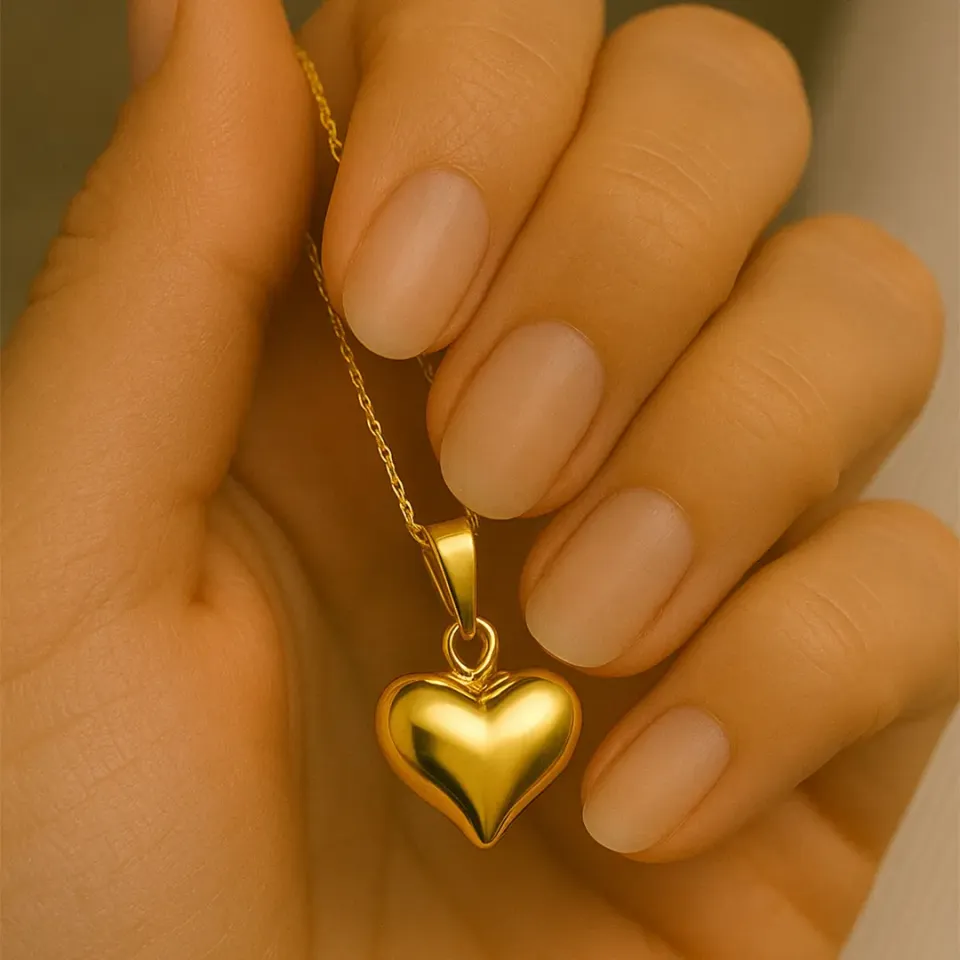 Singapur Zincirli Bombeli Kalp Kolye L