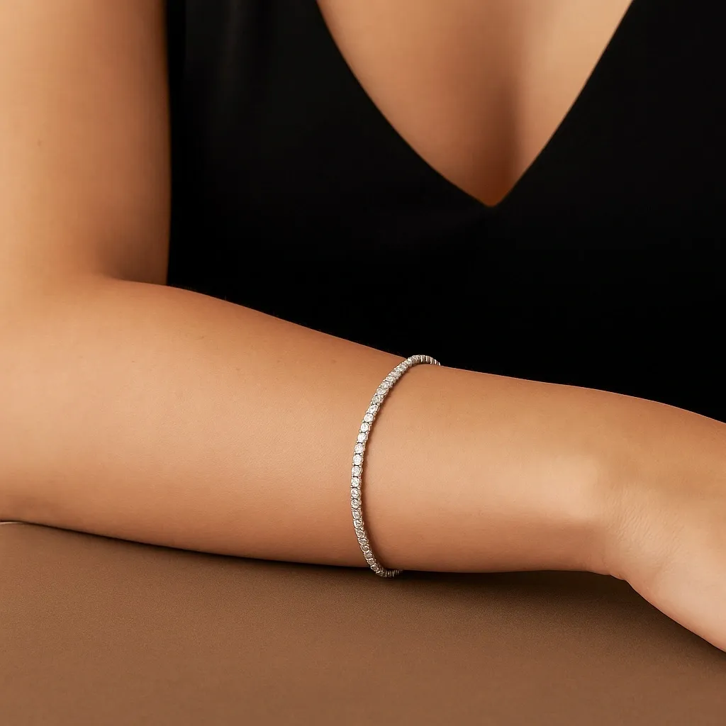 Minimal Su Yolu Beyaz Altın Bileklik