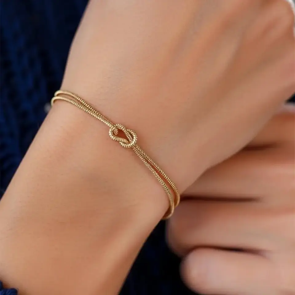 14 Ayar Altın Balık Sırtı Düğüm Bileklik