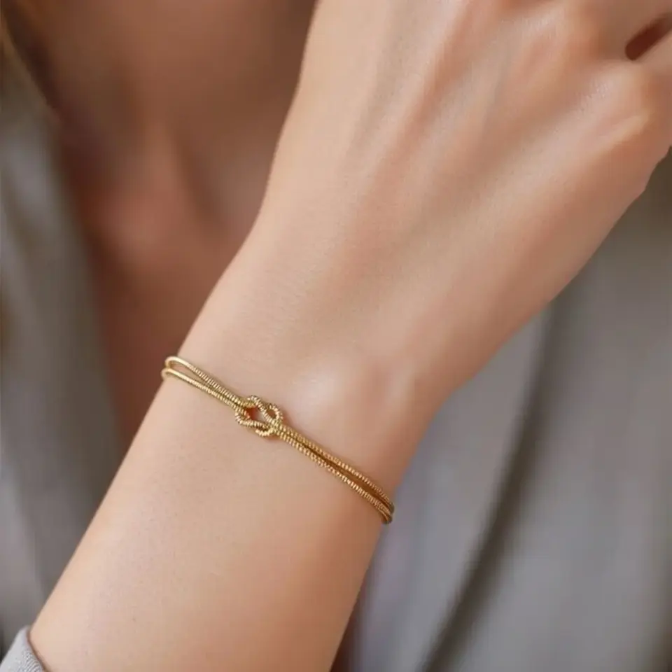 14 Ayar Altın Balık Sırtı Düğüm Bileklik