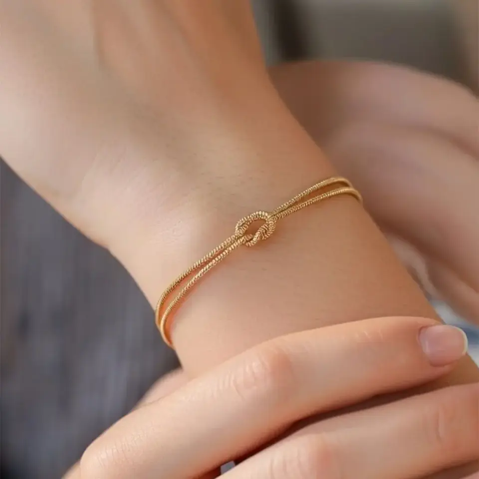 14 Ayar Altın Balık Sırtı Düğüm Bileklik