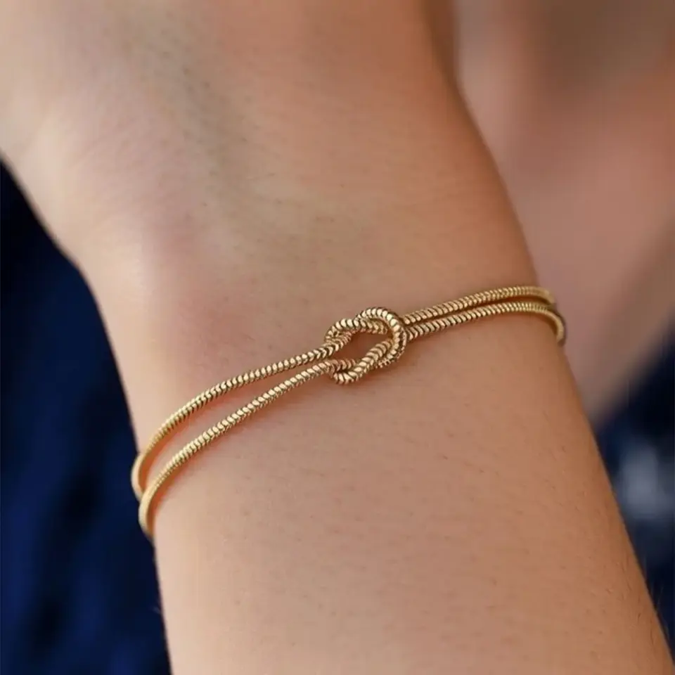 14 Ayar Altın Balık Sırtı Düğüm Bileklik