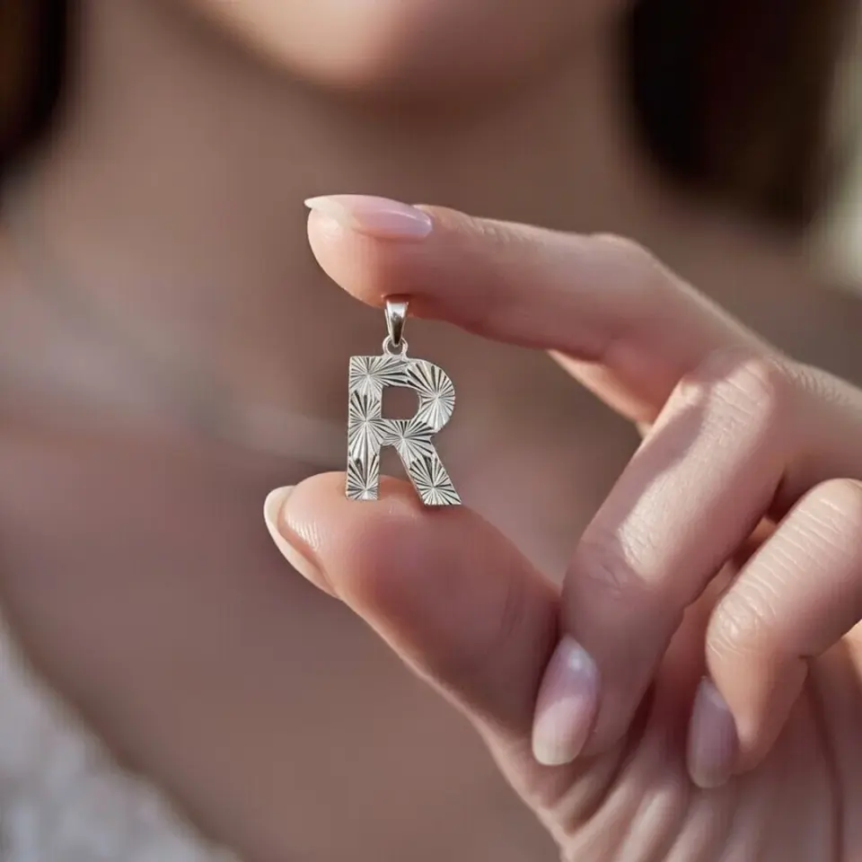 14 Ayar Altın Kalemli Harf Kolye Ucu (R Harfi)