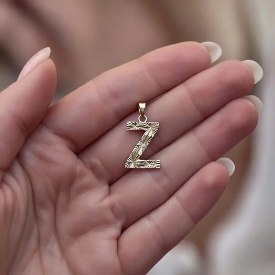 14 Ayar Altın Kalemli Harf Kolye Ucu (Z Harfi)