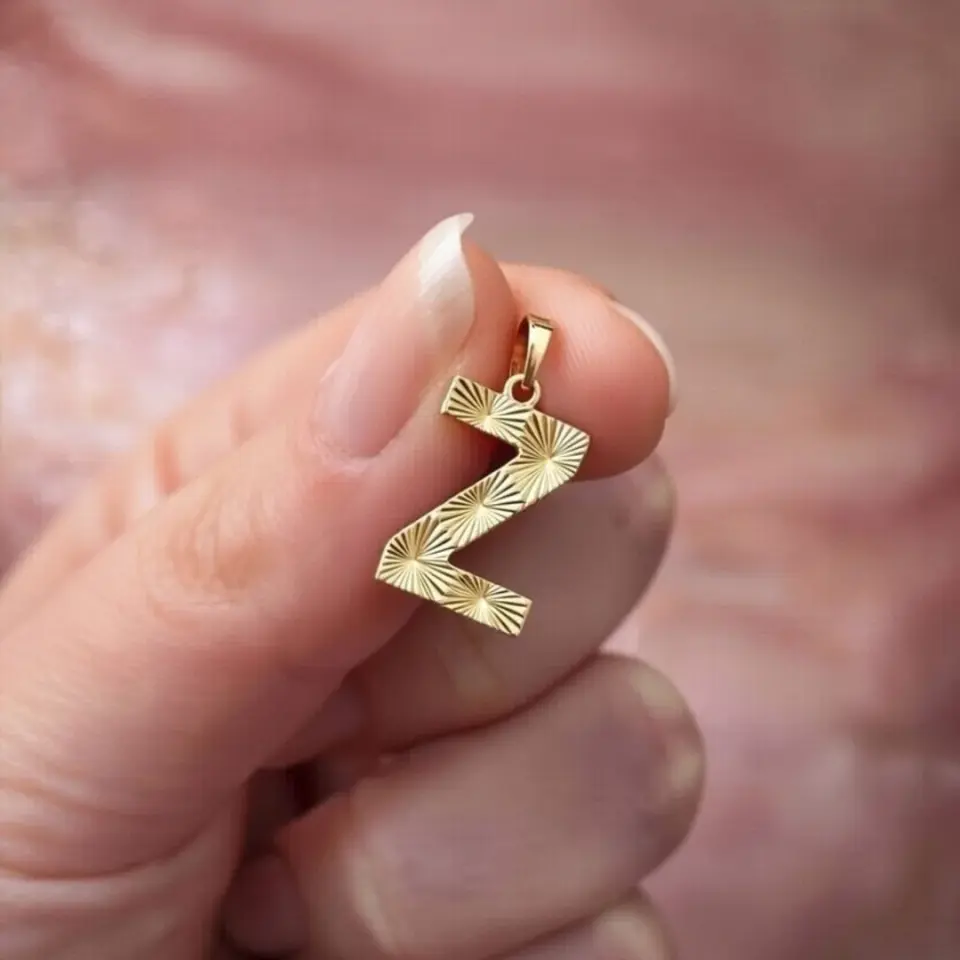 14 Ayar Altın Kalemli Harf Kolye Ucu (Z Harfi)