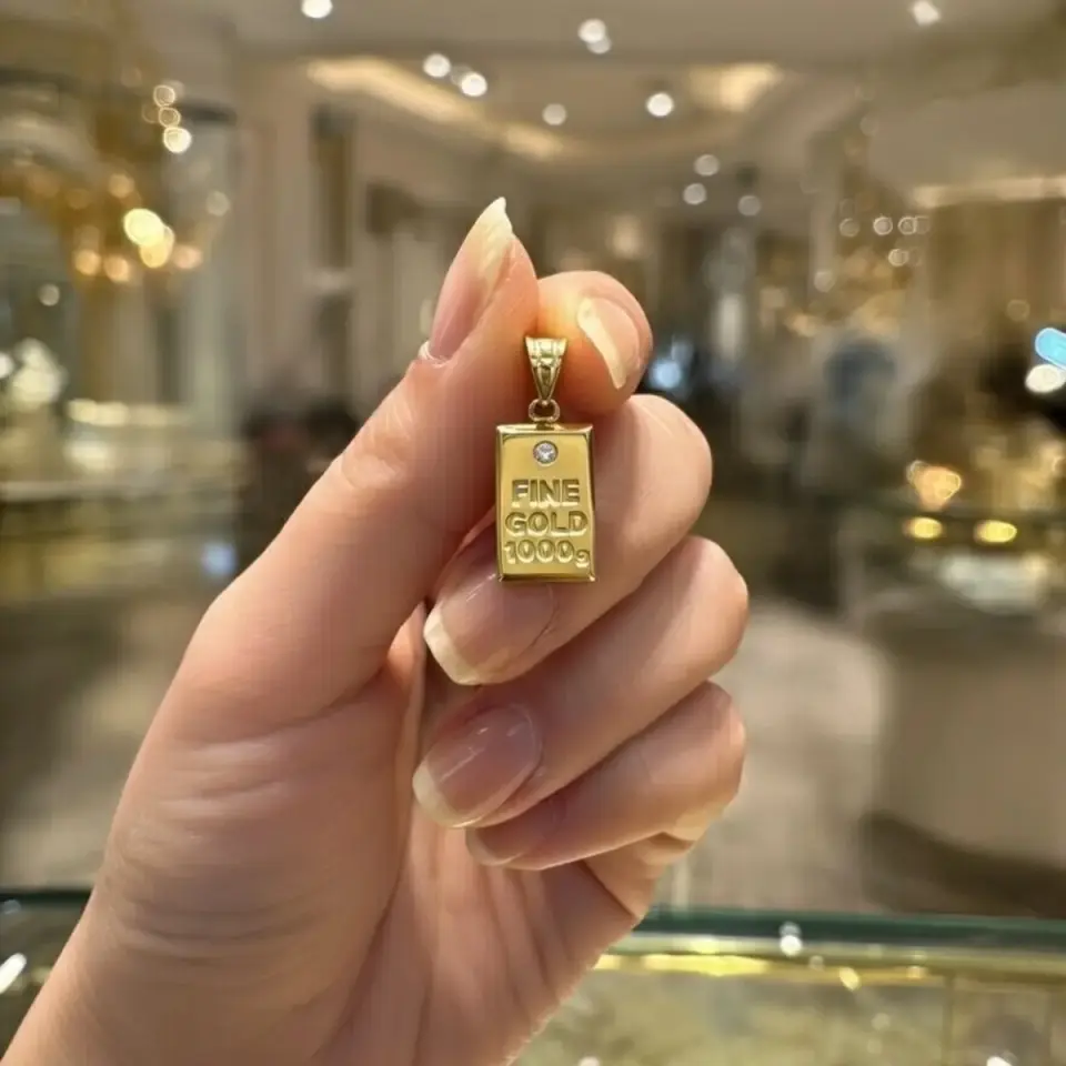 14 Ayar Altın Külçe Kolye Ucu (M)