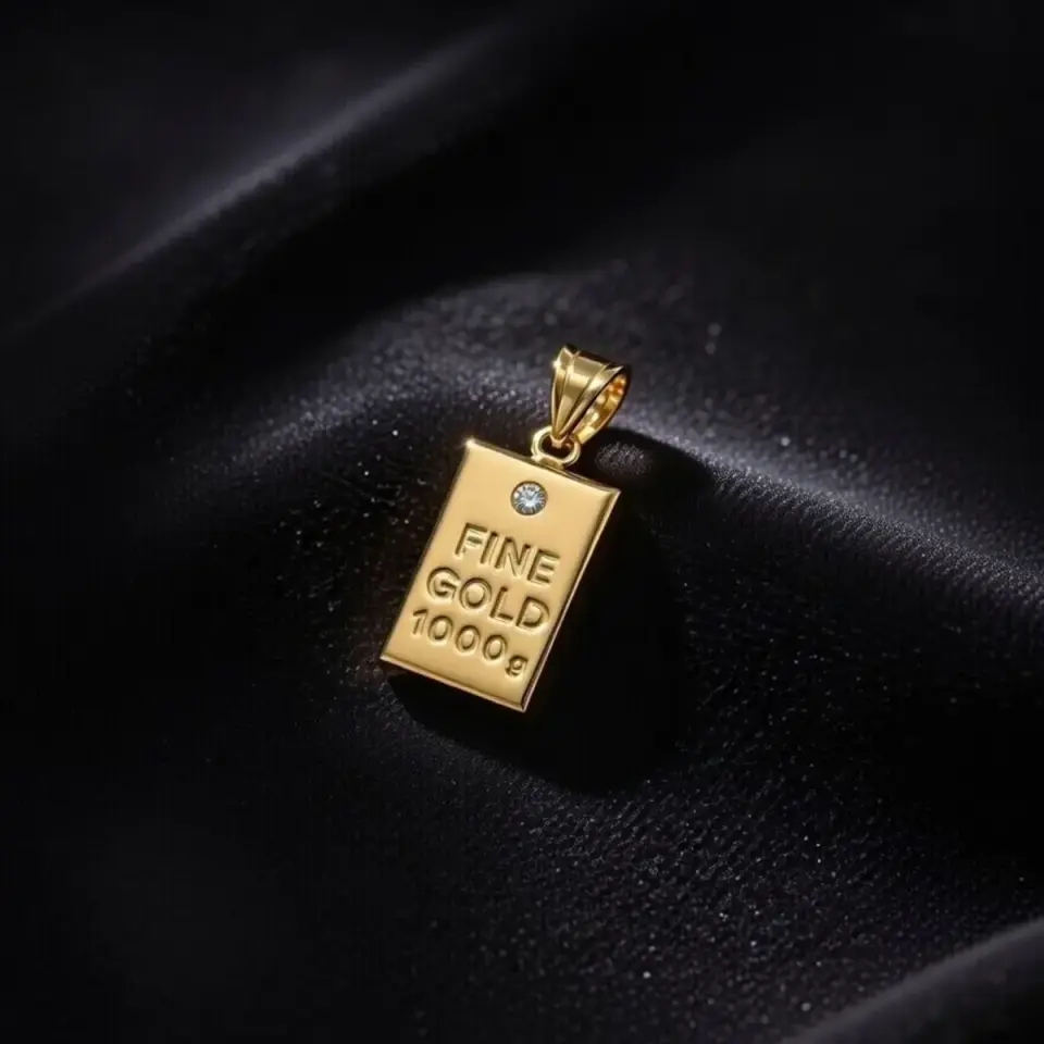 14 Ayar Altın Külçe Kolye Ucu (M)