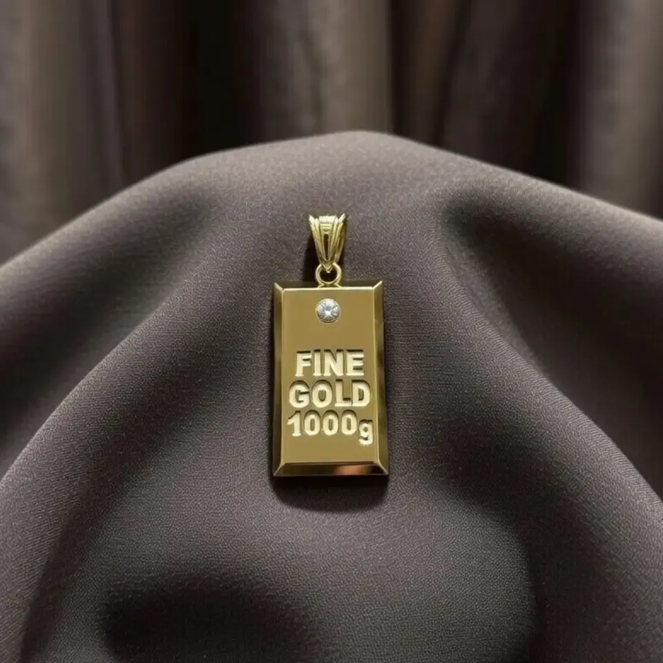 14 Ayar Altın Külçe Kolye Ucu (L)