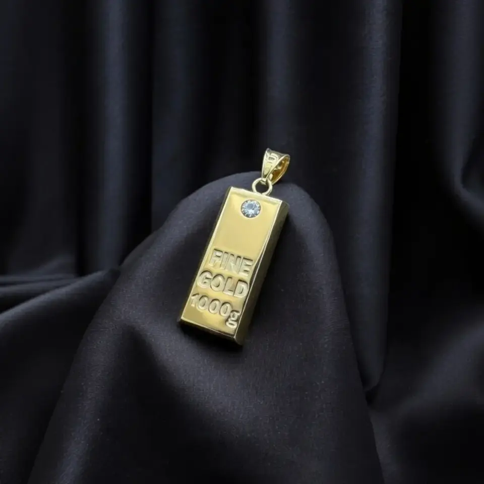 14 Ayar Altın Külçe Kolye Ucu (XL)