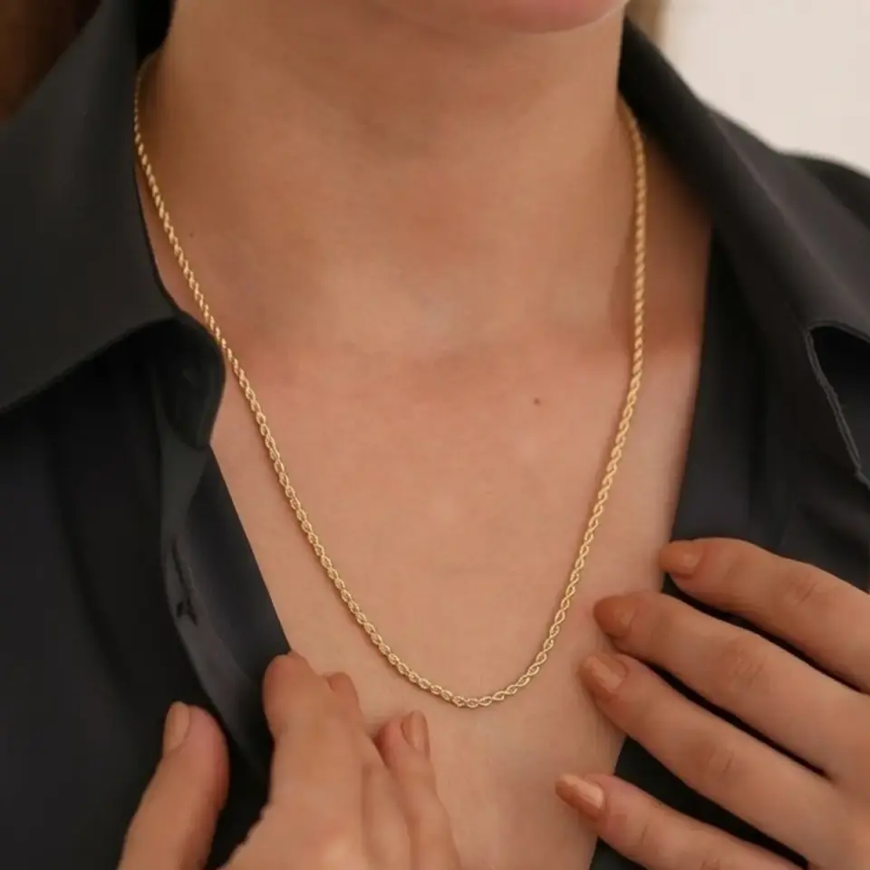 14 Ayar Altın Halat Zincir (50 cm-M)