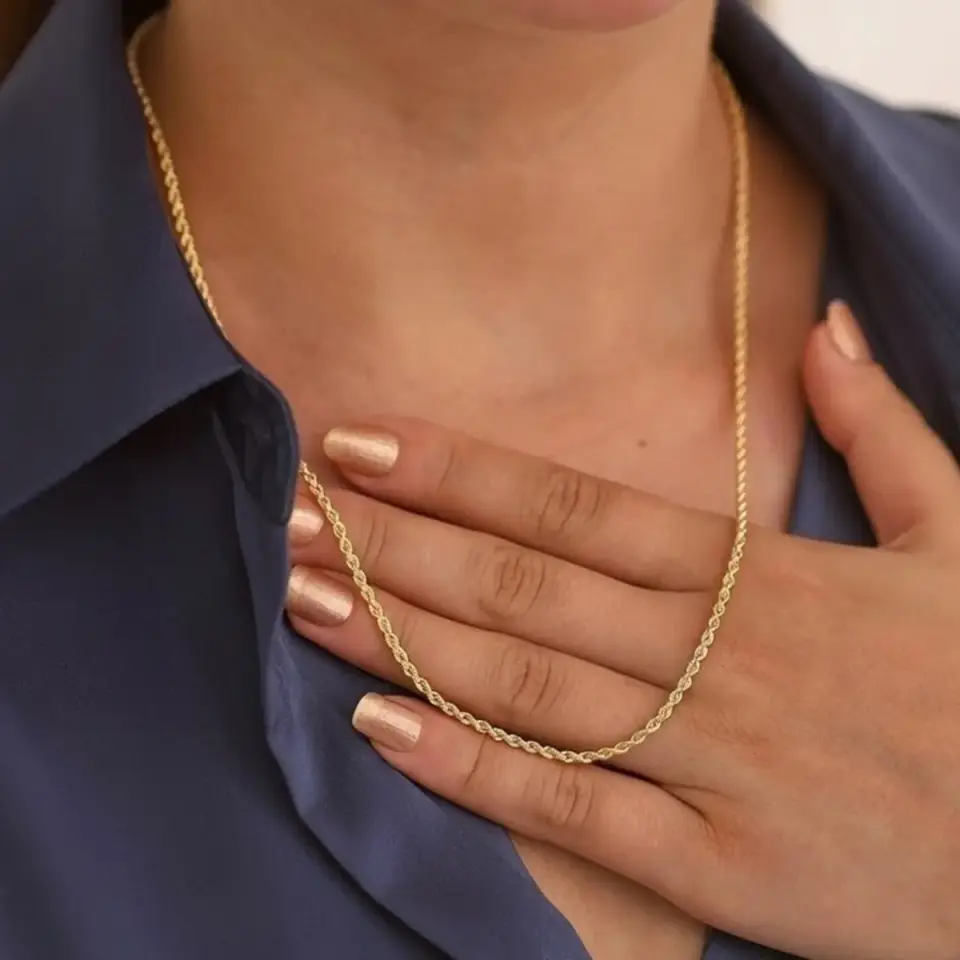 14 Ayar Altın Halat Zincir (50 cm-M)