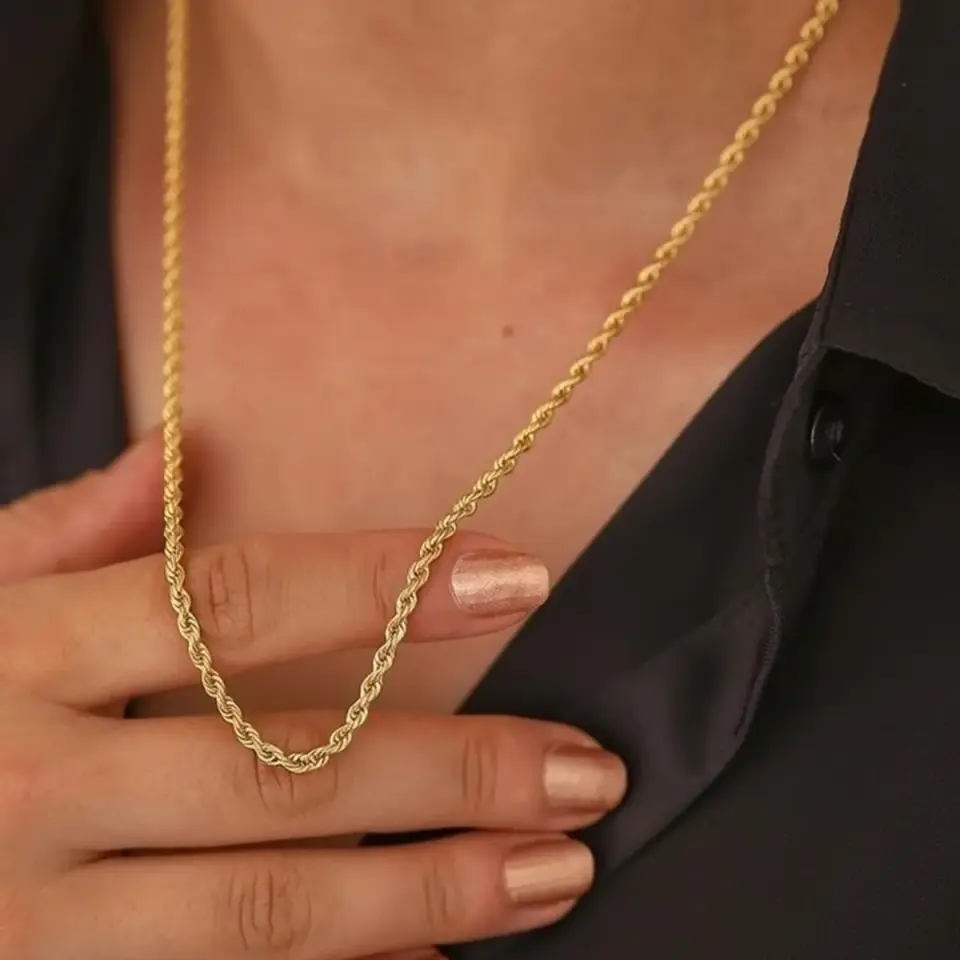 14 Ayar Altın Halat Zincir (50 cm-L)