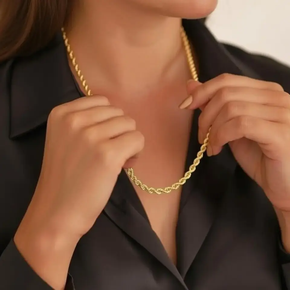 14 Ayar Altın Halat Zincir (50 cm-XL)