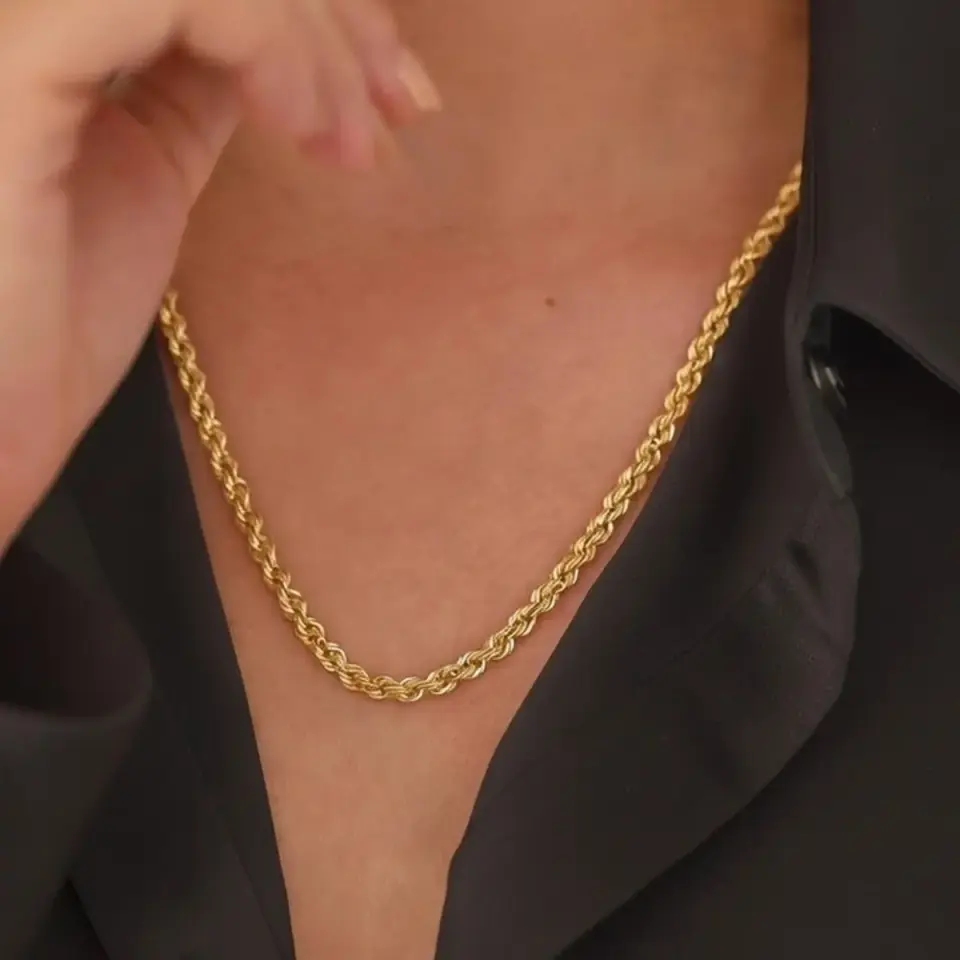 14 Ayar Altın Halat Zincir (50 cm-XL)