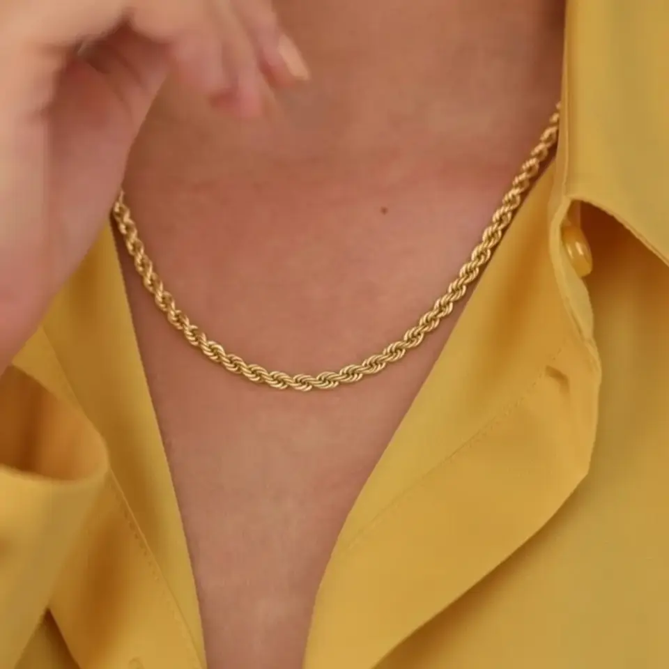 14 Ayar Altın Halat Zincir (45 cm-XL)