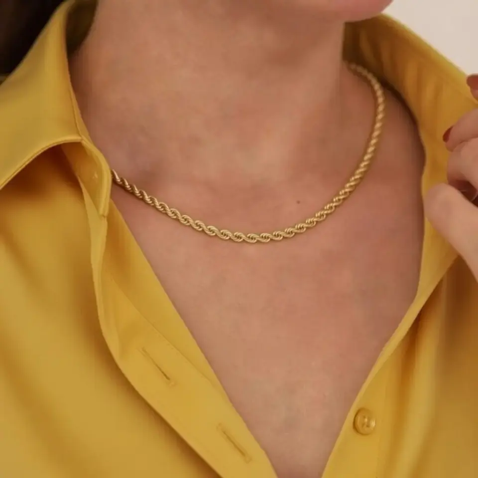 14 Ayar Altın Halat Zincir (45 cm-XL)