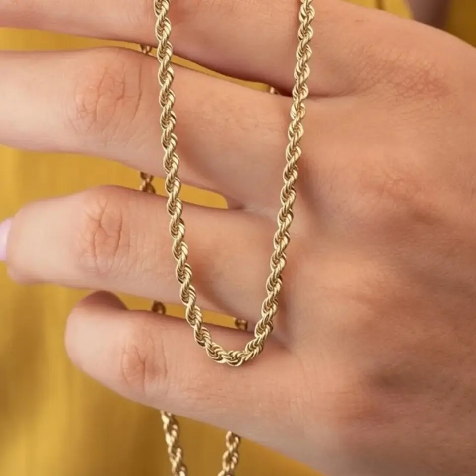 14 Ayar Altın Halat Zincir (45 cm-L)