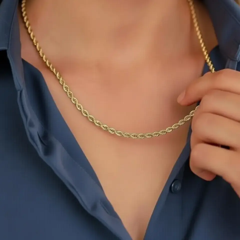 14 Ayar Altın Halat Zincir (55 cm-XL)