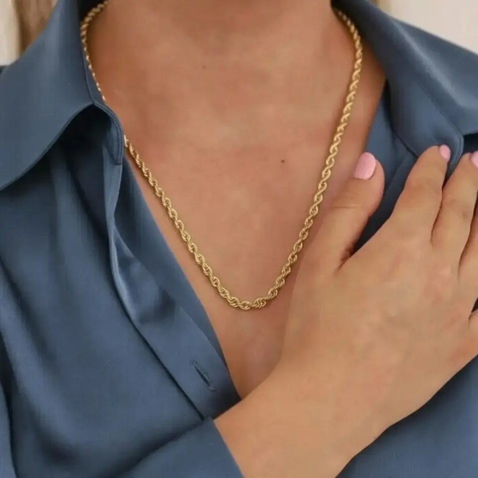 14 Ayar Altın Halat Zincir (55 cm-XL)